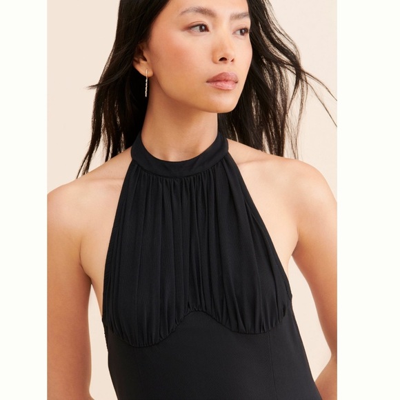 Anthropologie Let Me Be Knit Halter Maxi Dress Black Size Medium - Picture 4 of 8